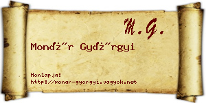 Monár Györgyi névjegykártya